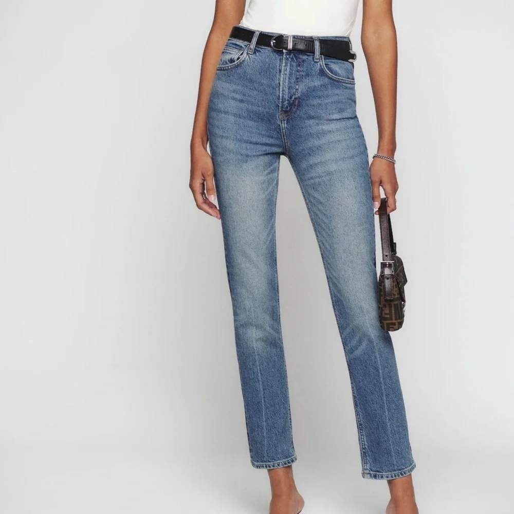 Reformation Liza Ultra High Rise Straight Jeans Womens 26 Blue Malta Sustainable - Picture 3 of 11